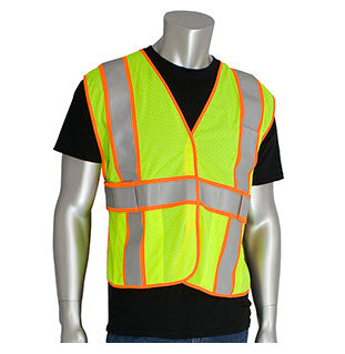 ANSI Type R Class 2 Two-Tone Expandable FR Treated Mesh Vest - Universal Fit - Orange or Yellow