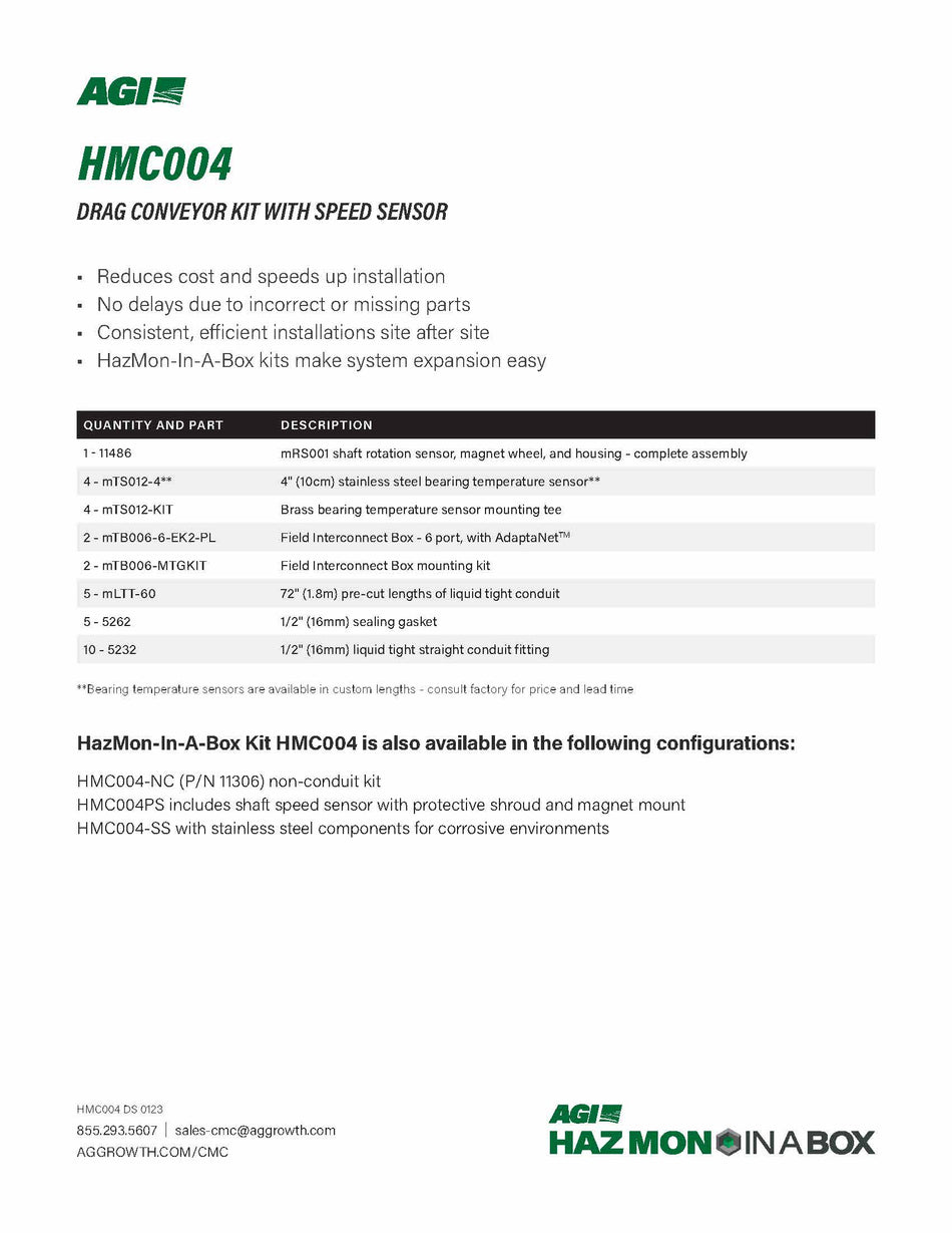 HazMon-In-A-Box Kit HMC004 hazard monitoring on a drag conveyor