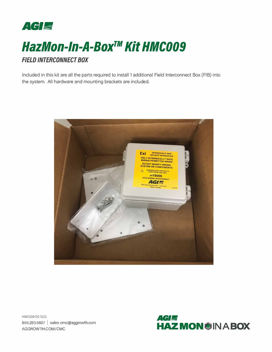 HazMon-In-A-Box Kit HMC009 additional field interconnect box (FIB) to the CMC single wire digital HazMon system.