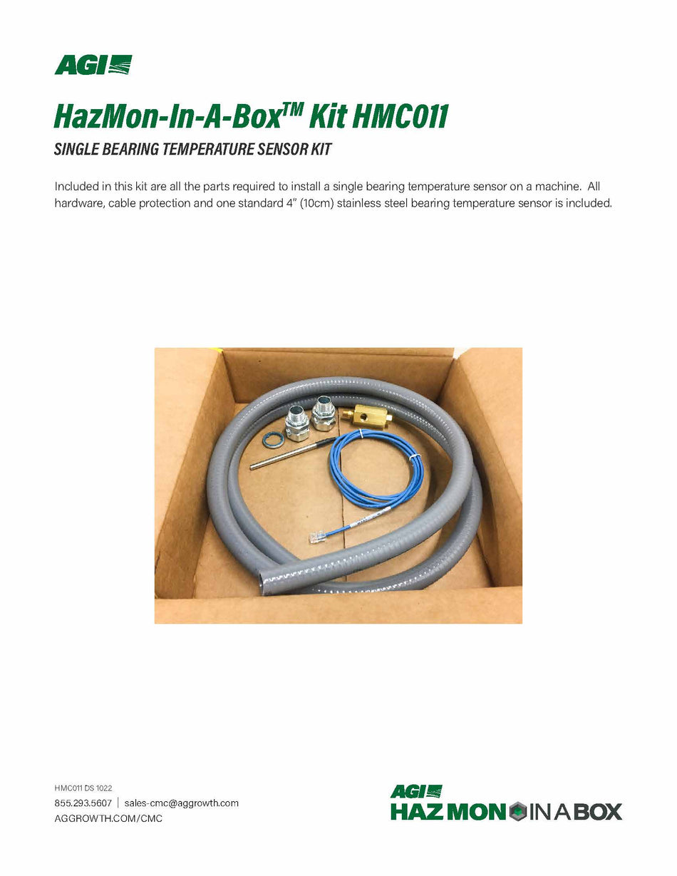 HazMon-In-A-Box Kit HMC011 bearing temperature sensors from stock in 2 lengths – standard 4” and 6” for larger bearings